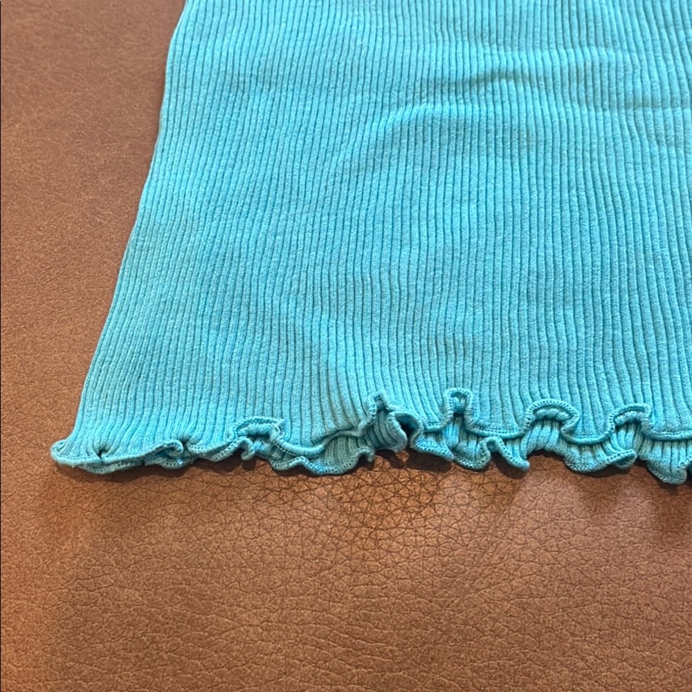 EUC Calypso Aqua Ribbed Ruffled Sleeveless Tank Top Cotton - Picture 3 of 8
